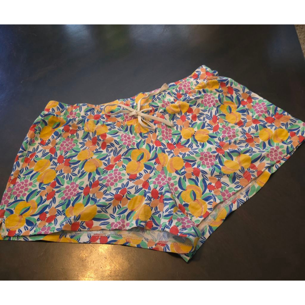 Womens J.Crew Summer Fruity Floral Print Cotton Lounge Shorts Red Yellow Multi S